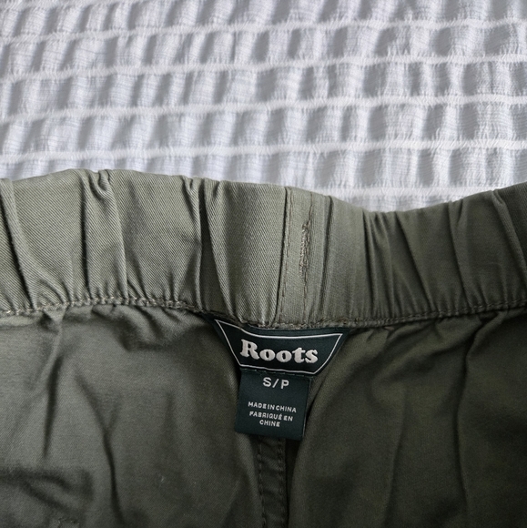 🍁 Roots Cotton Pants Casual Olive Army Green - Picture 3 of 5